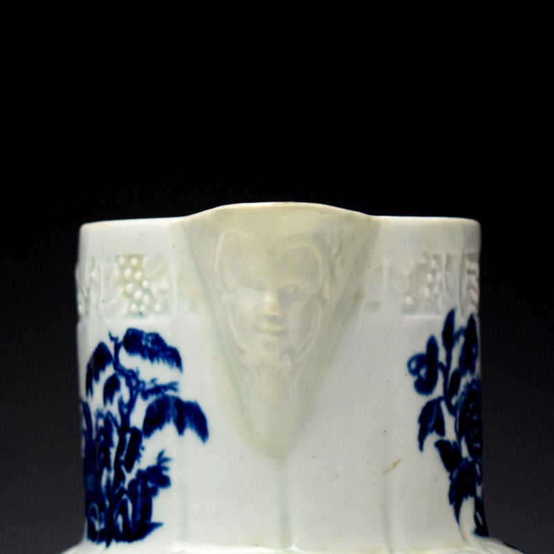 Liverpool Philip Christian Natural Sprays Pattern Mask Spout Jug c1770-75 (3)
