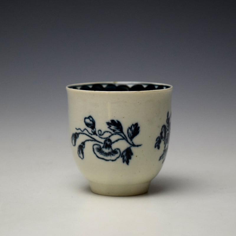 Liverpool Philip Christian Peony and Daisies Sprays Pattern Coffee Cup and Saucer c1770-78 (3)