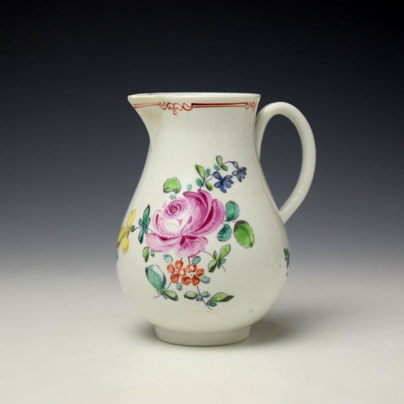 Philip Christian Rose and Floral Spray Pattern Sparrow Beak Jug c1765-70