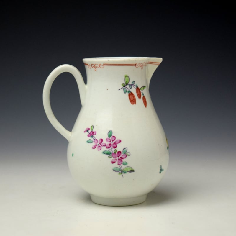 Liverpool Philip Christian Rose and Floral Spray Pattern Sparrow Beak Jug c1765-70 (3)
