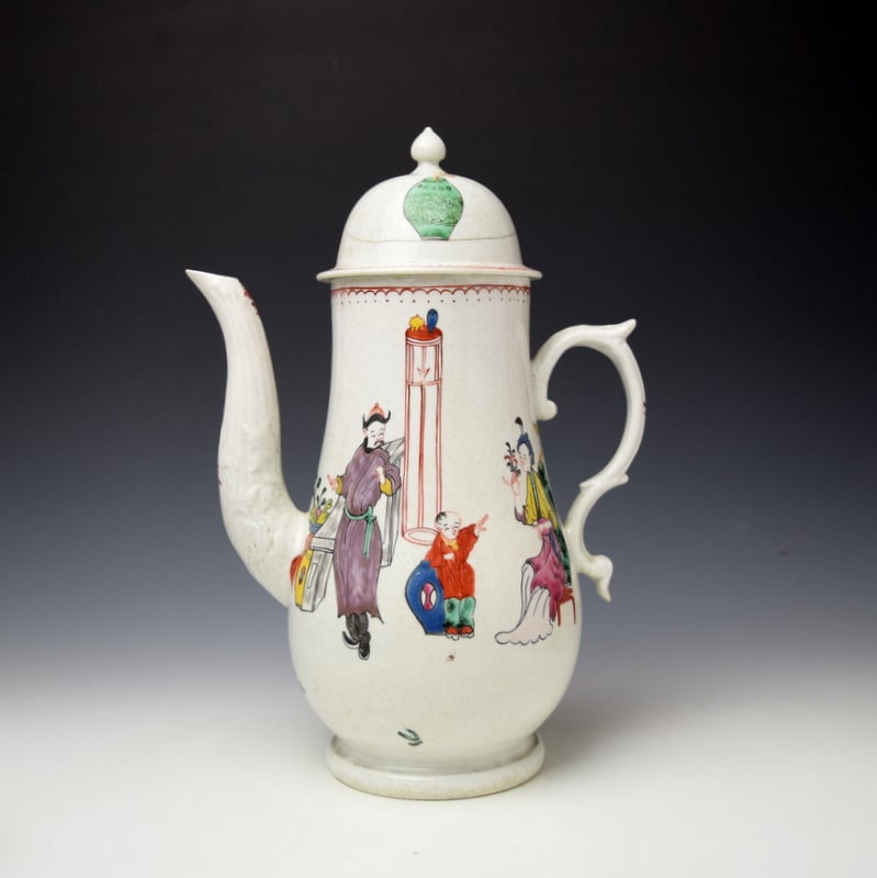 Liverpool Philip Christians Tall Table Pattern Coffee Pot and Cover c1770-75