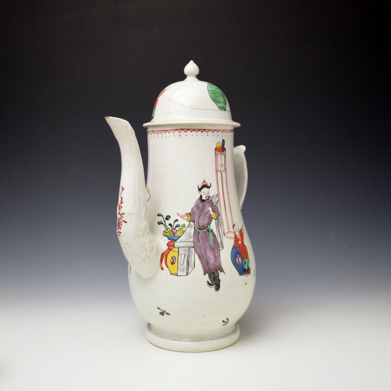 Liverpool Philip Christians Tall Table Pattern Coffee Pot c1770-75 (2)