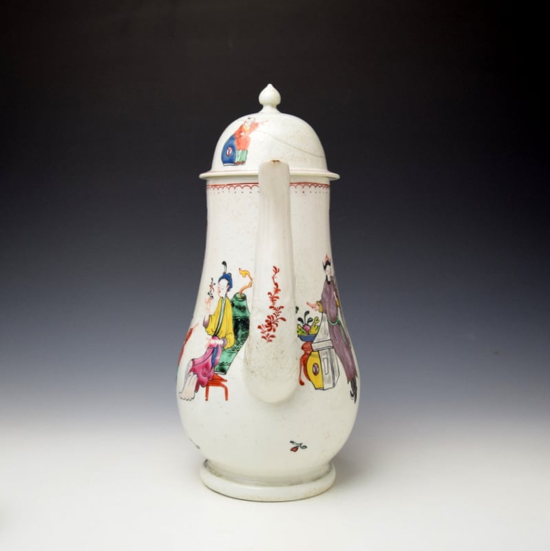 Liverpool Philip Christians Tall Table Pattern Coffee Pot c1770-75 (3)
