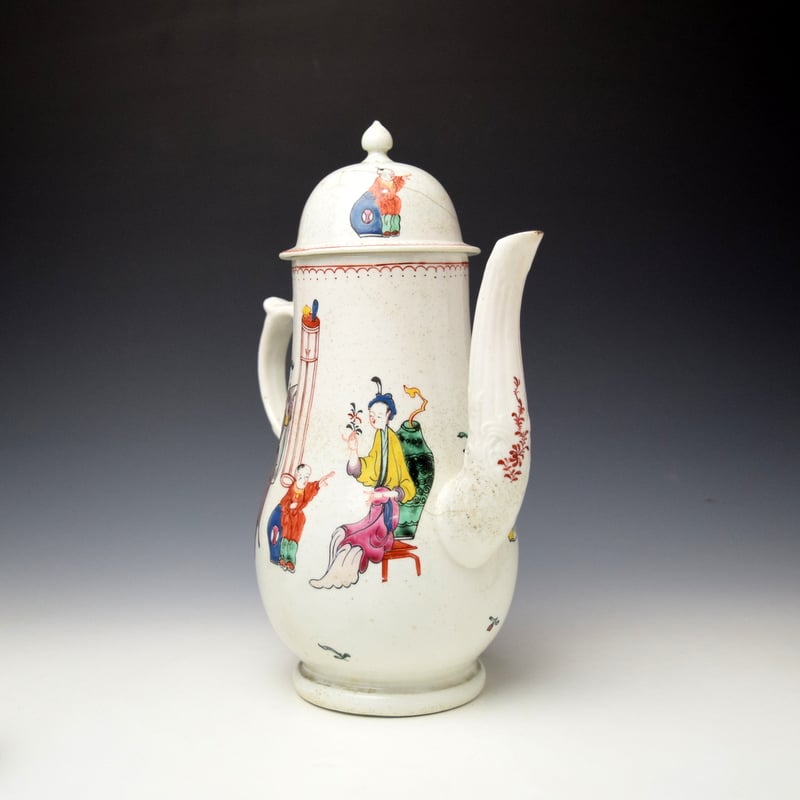Liverpool Philip Christians Tall Table Pattern Coffee Pot c1770-75 (4)