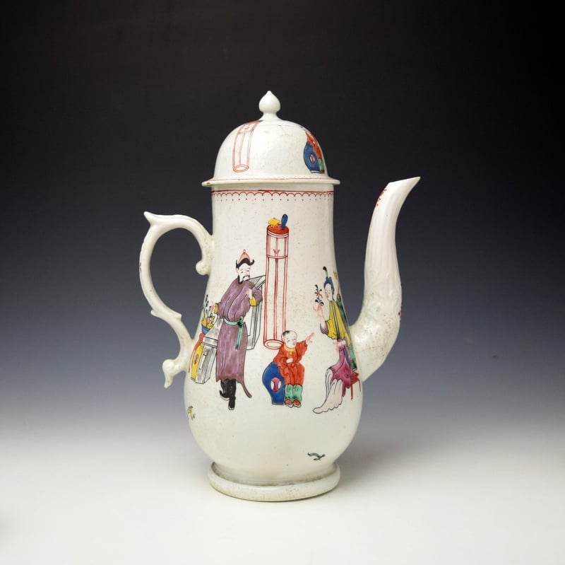Liverpool Philip Christians Tall Table Pattern Coffee Pot c1770-75 (5)