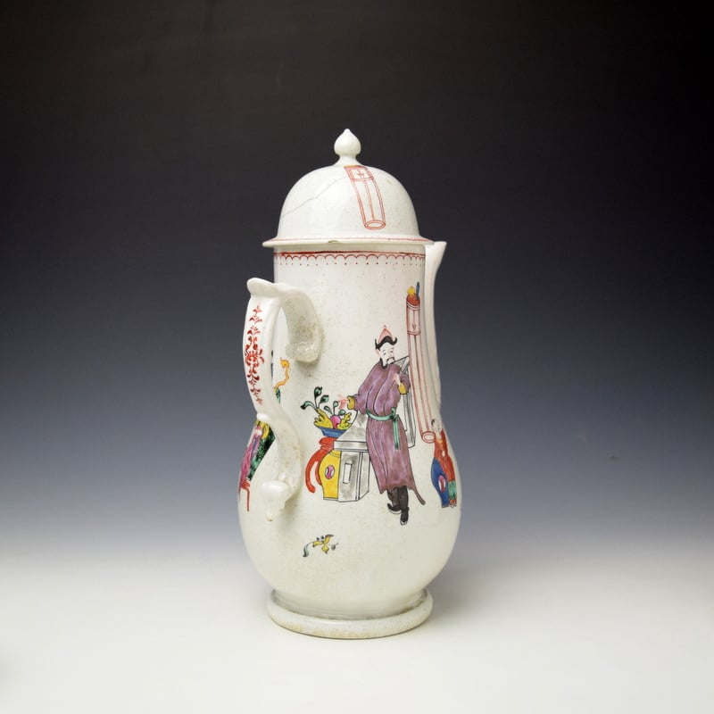 Liverpool Philip Christians Tall Table Pattern Coffee Pot c1770-75 (6)