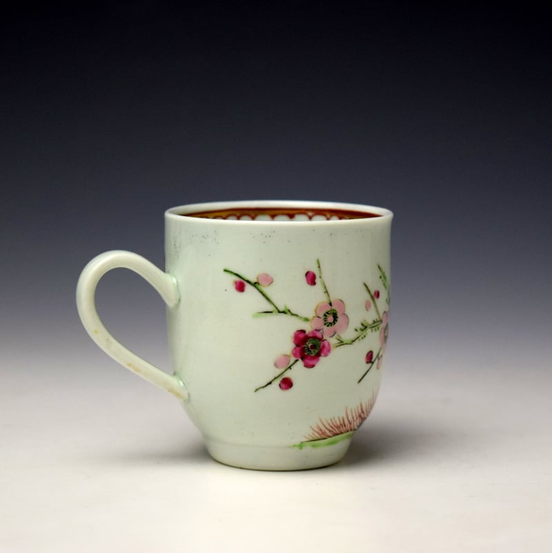 Liverpool Richard Chaffers Flowering Prunus Pattern Coffee Cup c1758-62 (3)