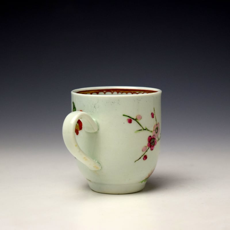 Liverpool Richard Chaffers Flowering Prunus Pattern Coffee Cup c1758-62 (4)