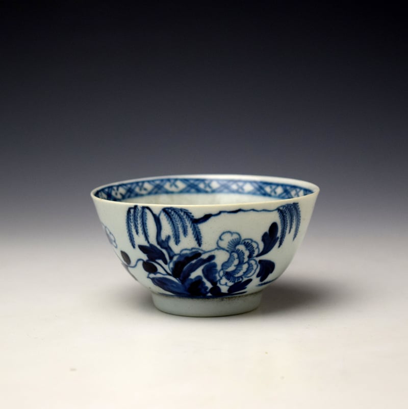 Liverpool Richard Chaffers Fringed Tree Rock Pattern Teabowl and Saucer c1760-65 (4)