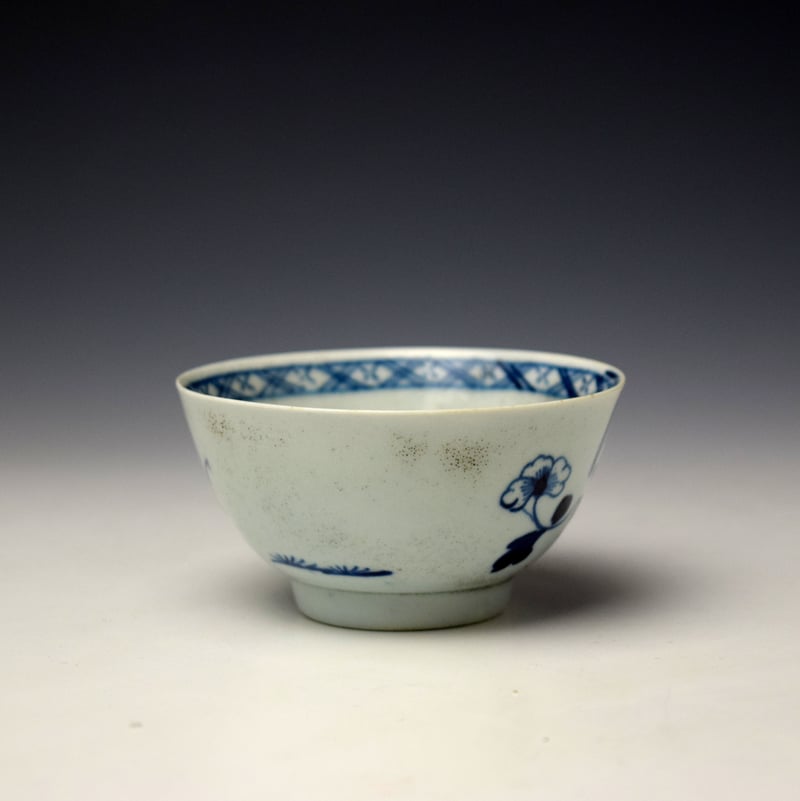 Liverpool Richard Chaffers Fringed Tree Rock Pattern Teabowl and Saucer c1760-65 (5)
