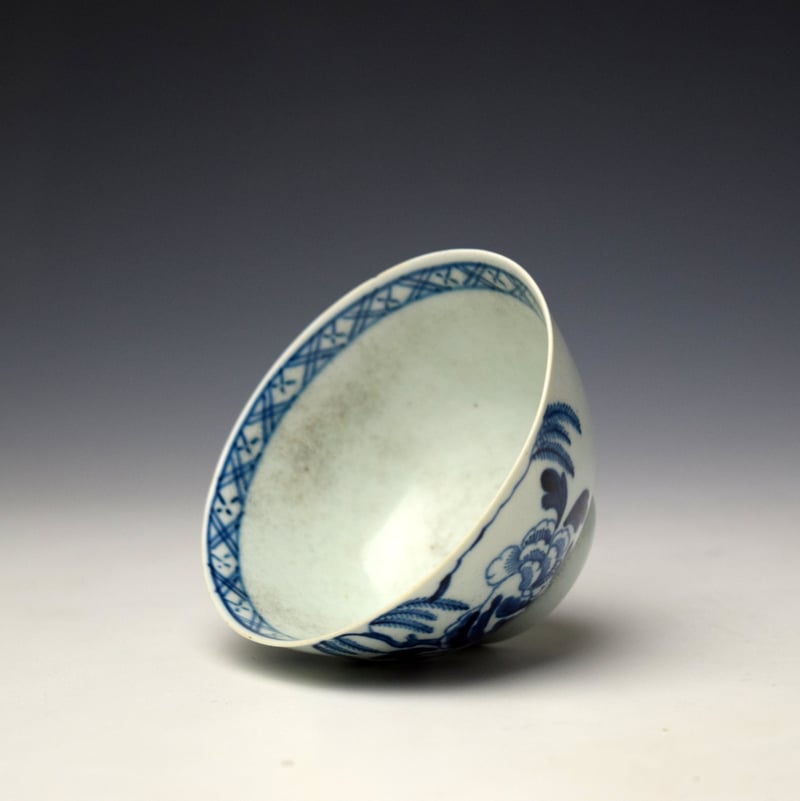 Liverpool Richard Chaffers Fringed Tree Rock Pattern Teabowl and Saucer c1760-65 (7)