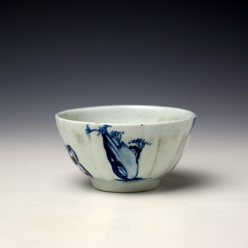 Liverpool Richard Chaffers Jumping Boy Pattern Fluted Teabowl c1756-58 (3)