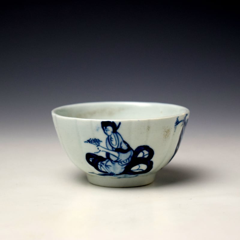 Liverpool Richard Chaffers Jumping Boy Pattern Fluted Teabowl c1756-58 (4)
