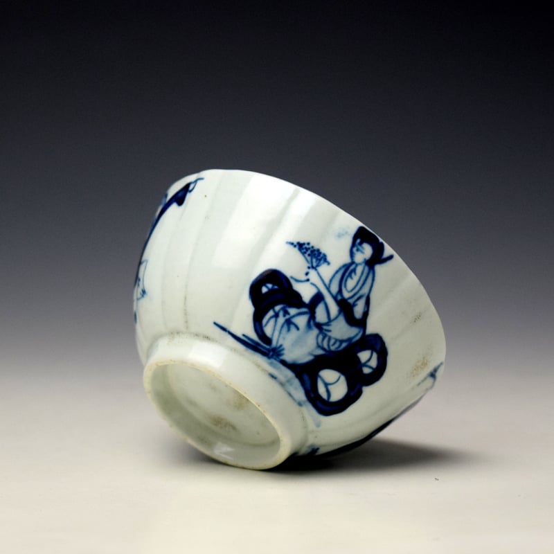 Liverpool Richard Chaffers Jumping Boy Pattern Fluted Teabowl c1756-58 (6)