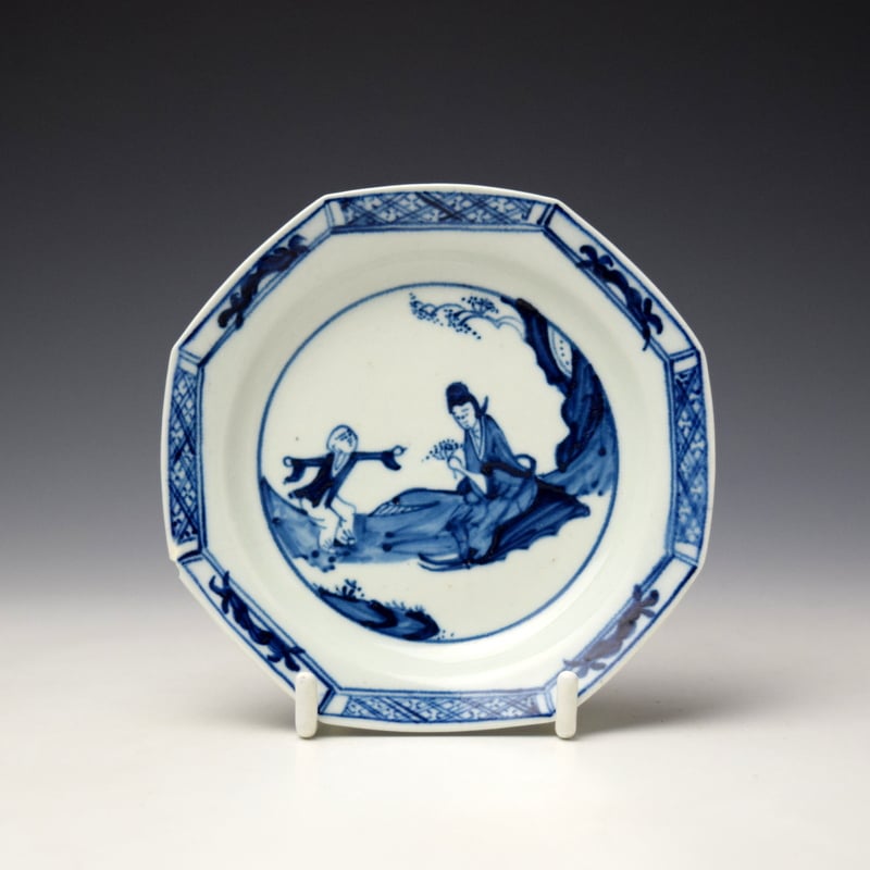 Uncommon Richard Chaffers Jumping Boy Pattern Octagonal Saucer c1756-60