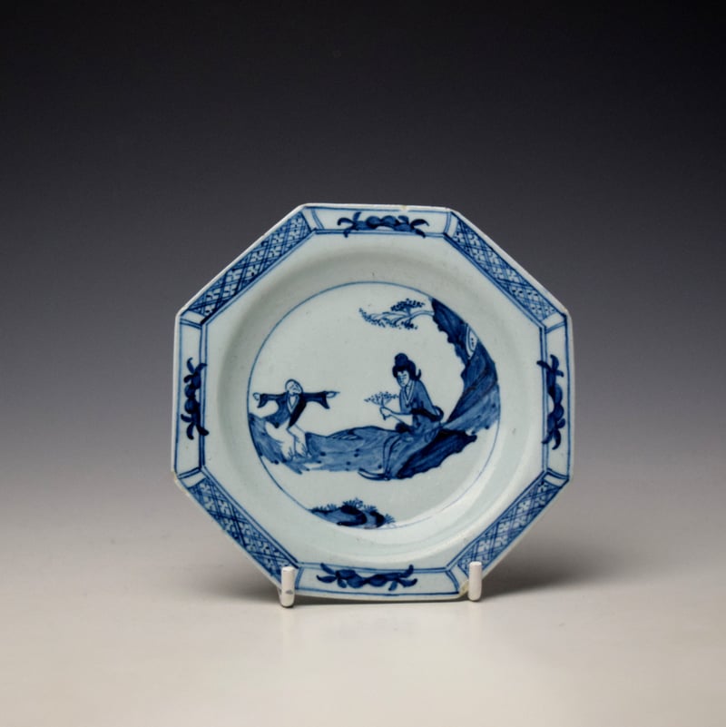Liverpool Richard Chaffers Jumping Boy Pattern Octagonal Saucer c1756-60