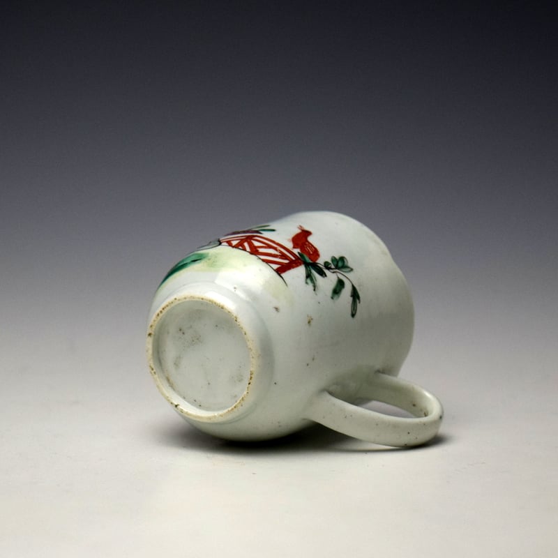 Liverpool Richard Chaffers Peony Rock and Bird Pattern Scalloped Coffee Cup c1758-62 (7)