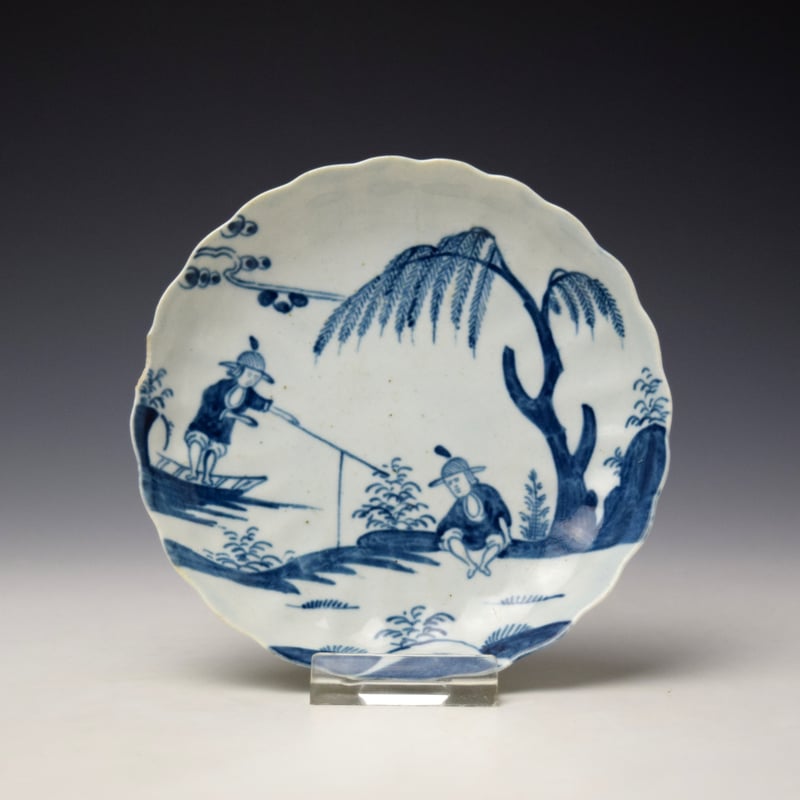 Rare William Reid Crossed Legged Chinaman Pattern Fluted Saucer c1756-60