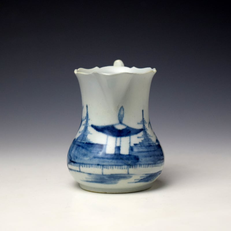 Liverpool William Reid Pagoda and Man Fishing Pattern Milk Jug c1765-60 (1)