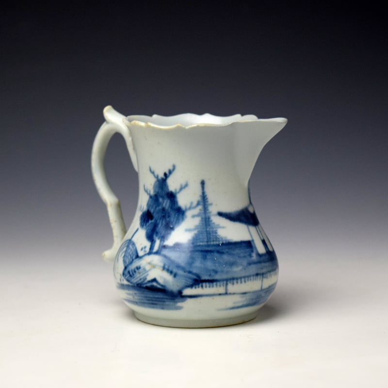 Liverpool William Reid Pagoda and Man Fishing Pattern Milk Jug c1765-60 (2)