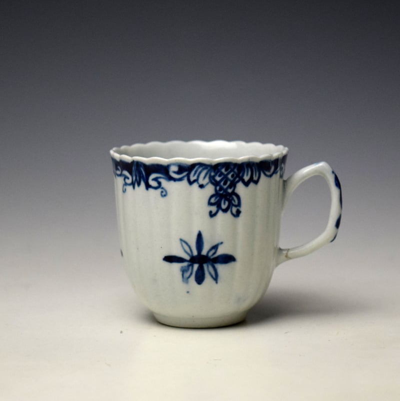 Rare William Reid Stylised Florets Pattern Fluted Coffee Cup c1756-60