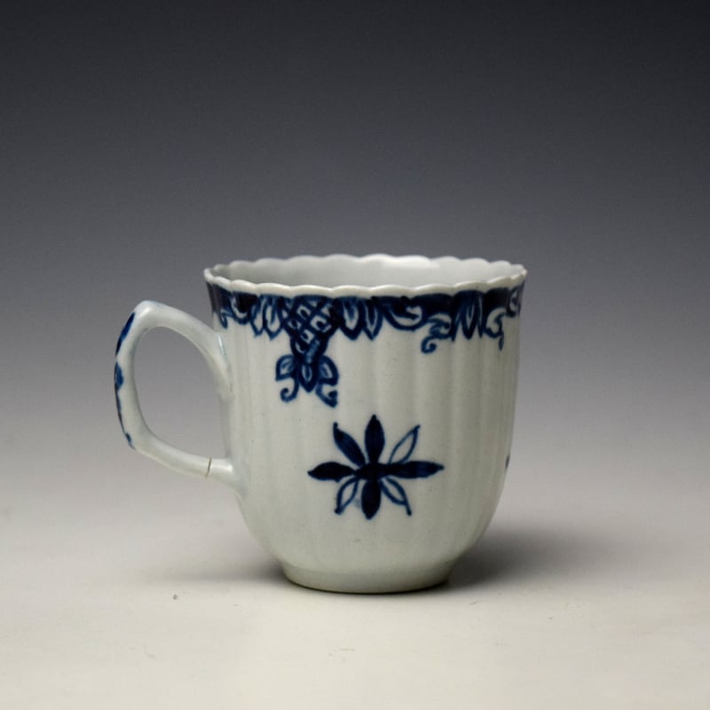 Liverpool William Reid Stylised Florets Pattern Fluted Coffee Cup c1756-60 (3)