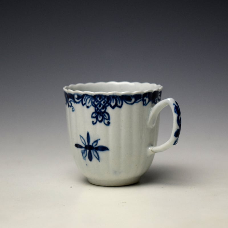 Liverpool William Reid Stylised Florets Pattern Fluted Coffee Cup c1756-60 (5)