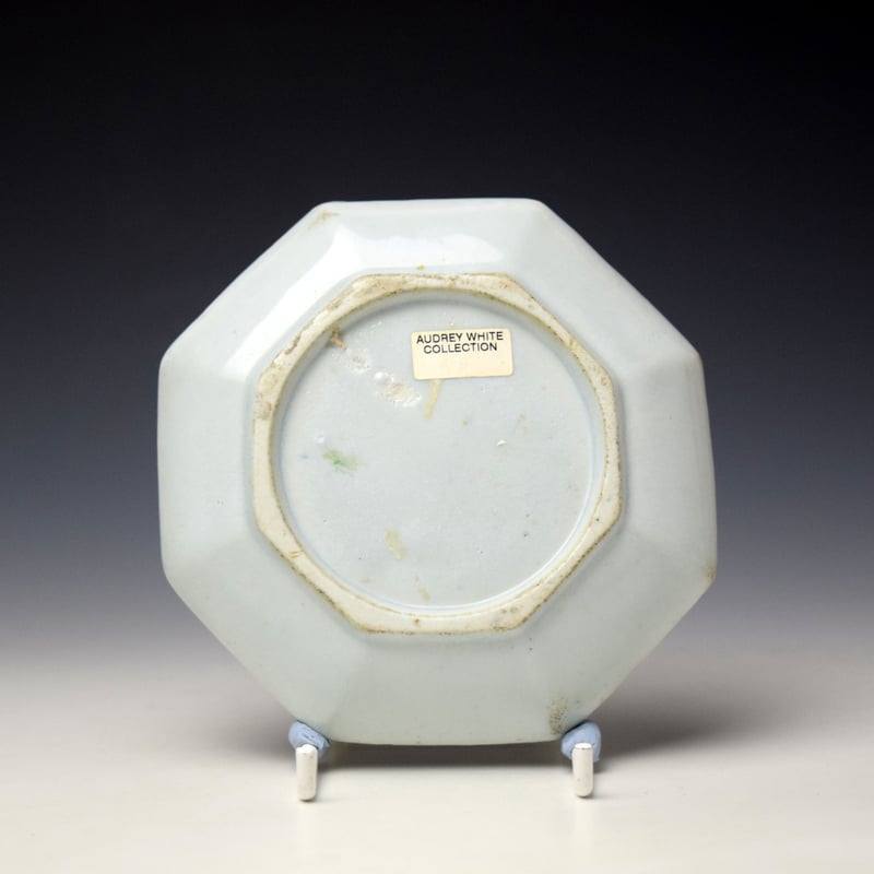 Longton Hall Bird and Stacked Rock Pattern Octagonal Saucer c1756-58 (2)