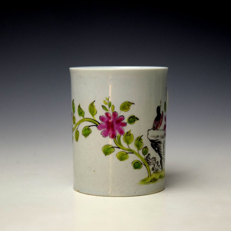 Longton Hall Black Rock and Birds Pattern Mug c1755-56 (2)