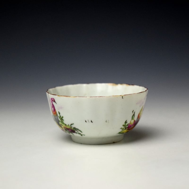 Longton Hall Fancy Birds Pattern Teabowl c1756-60 (3)