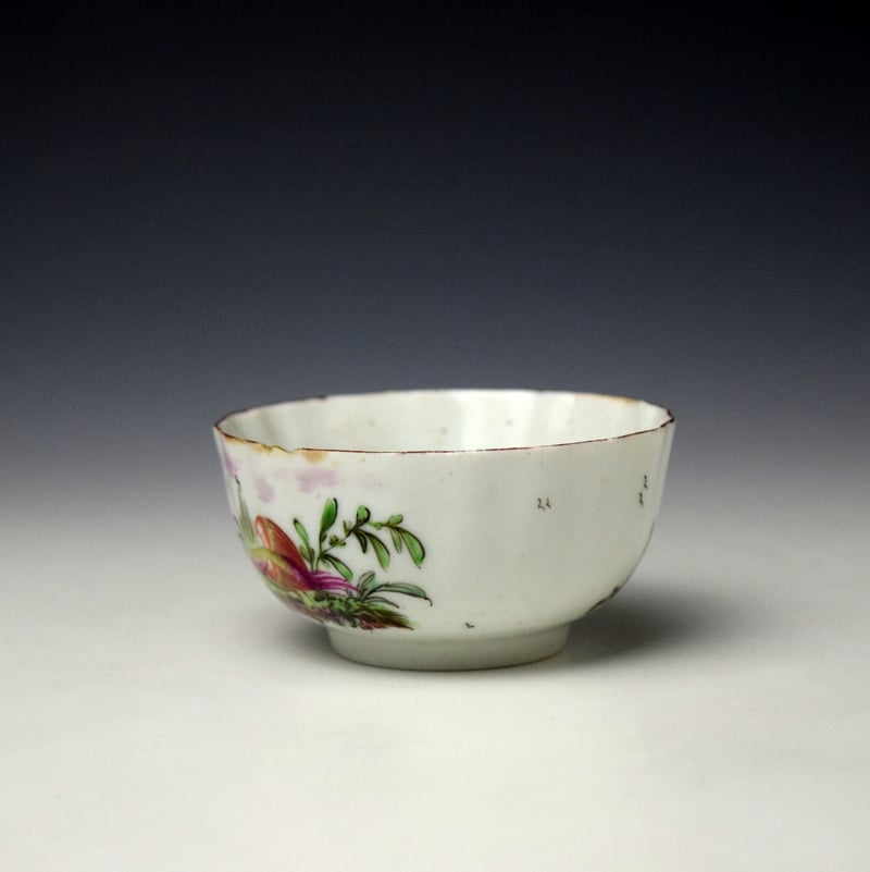 Longton Hall Fancy Birds Pattern Teabowl c1756-60 (5)