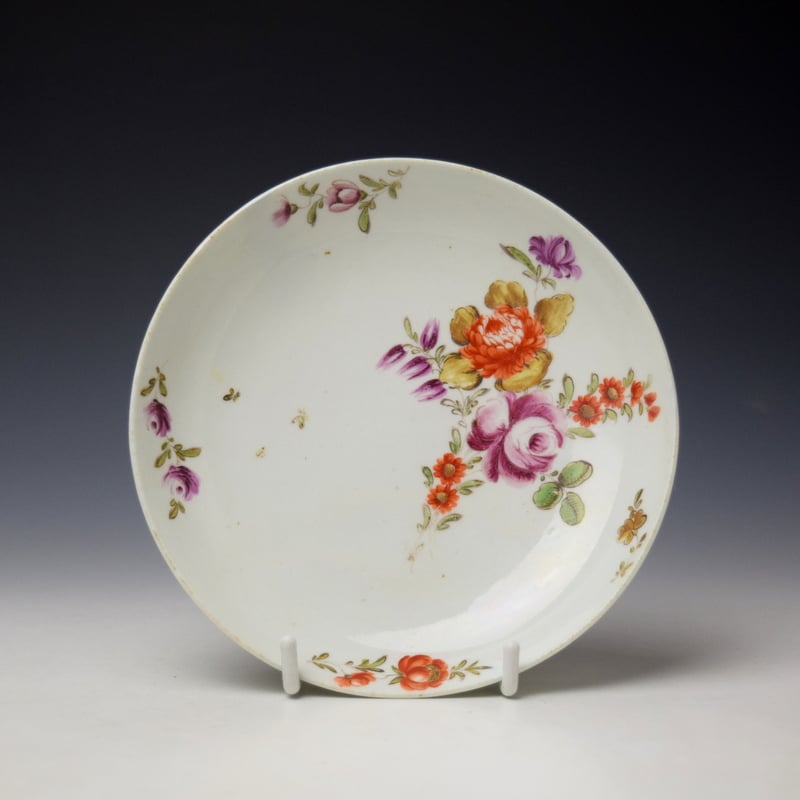 Longton Hall Floral Pattern Saucer Dish c1750-55