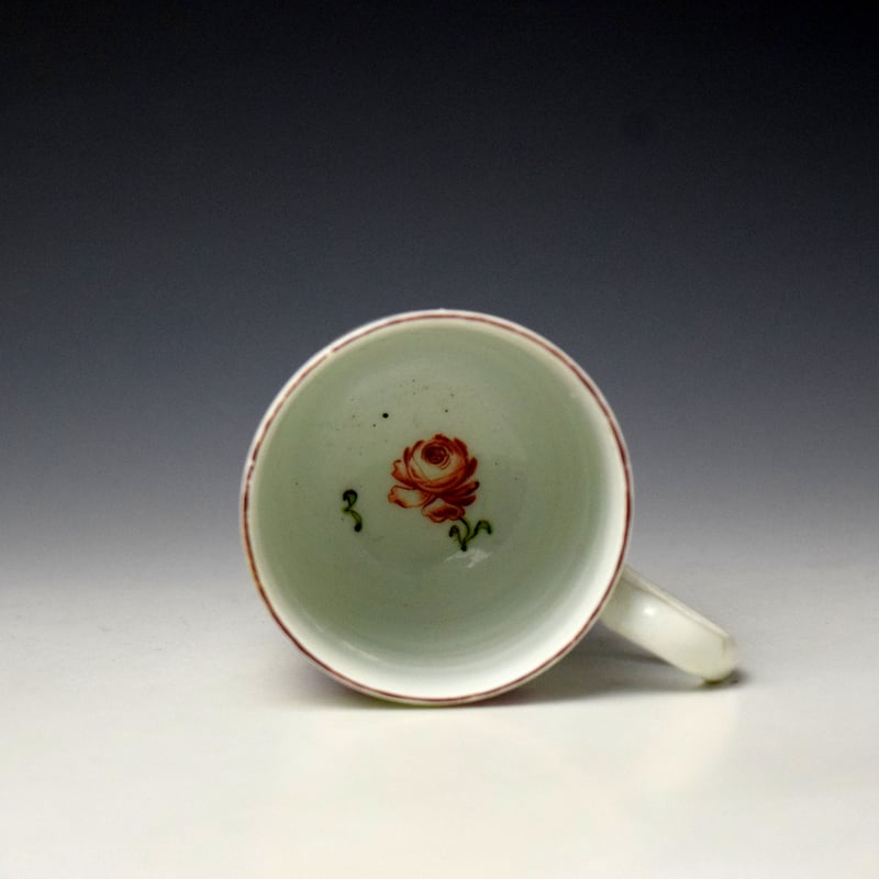 Longton Hall Floral Sprays and Mulit Coloured Bug Pattern Coffee Cup c1755-60 (7)