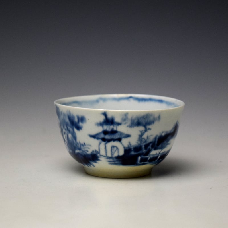 Longton Hall Gatehouse Pattern Teabowl and Saucer c1756-58 (2)