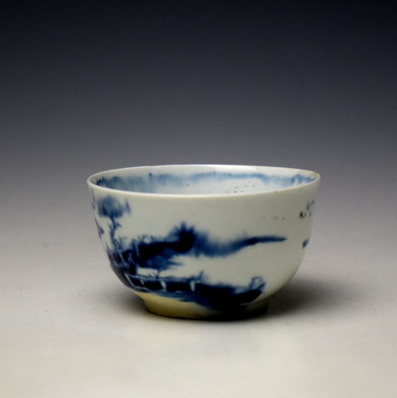 Longton Hall Gatehouse Pattern Teabowl and Saucer c1756-58 (5)