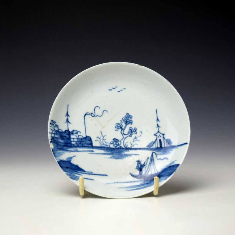 Rare Longton Hall Ruined Castle Pattern Saucer c1755-60