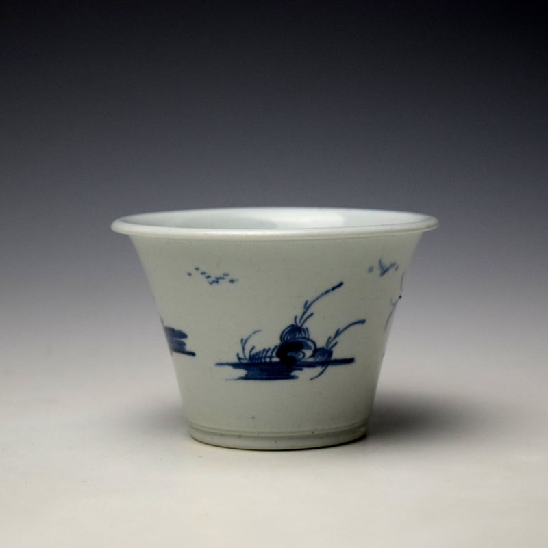 Longton Hall Three Houses by a Hill Pattern Flower Pot c1756-60 Ex Hillis Collection (3)