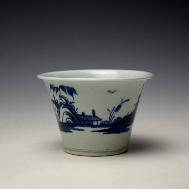 Longton Hall Three Houses by a Hill Pattern Flower Pot c1756-60 Ex Hillis Collection (5)