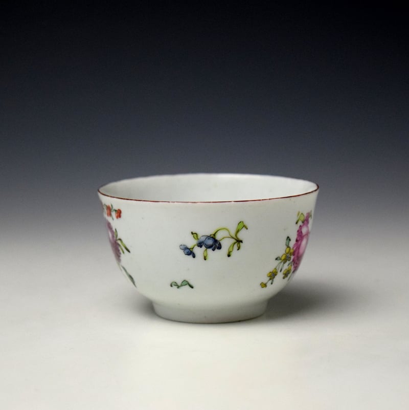 Longton Hall Trembly Rose Painter Teabowl c1755-60 (2)