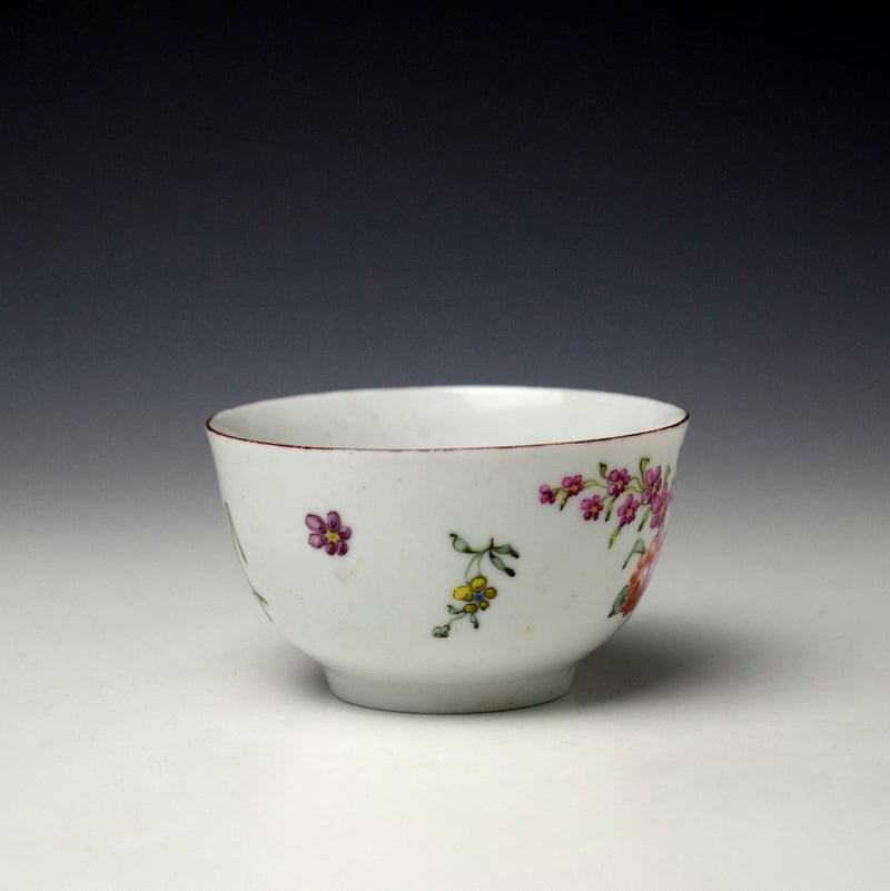 Longton Hall Trembly Rose Painter Teabowl c1755-60 (4)