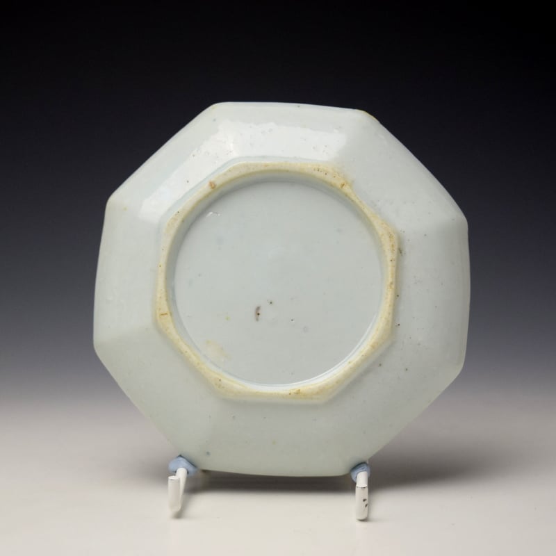 Longton Hall Two Story Pagoda Landscape Pattern Octagonal Teabowl and Saucer c1752-56 (9)
