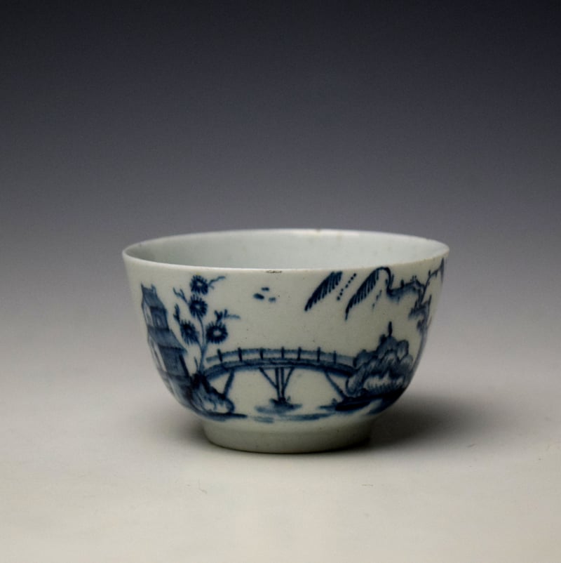Lowestoft A Windy Day Pattern Teabowl and Saucer c1761-63 (2)