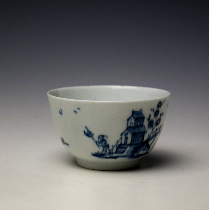 Lowestoft A Windy Day Pattern Teabowl and Saucer c1761-63 (3)