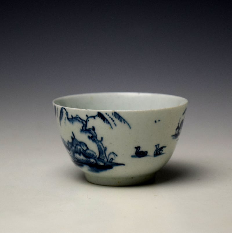 Lowestoft A Windy Day Pattern Teabowl and Saucer c1761-63 (5)