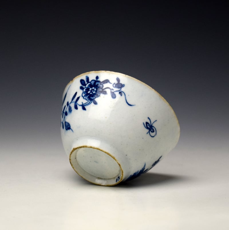 Lowestoft Angled Rock and Flowering Plants Pattern Teabowl and Saucer c1765 (8)