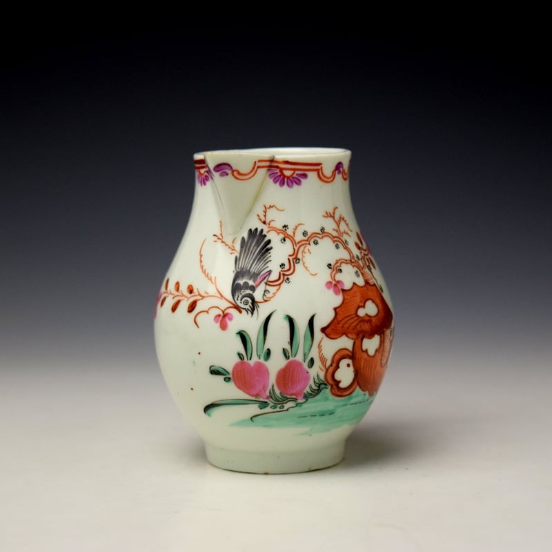 Lowestoft Blackbird Pattern Sparrow Beak Jug c1780-85 (2)