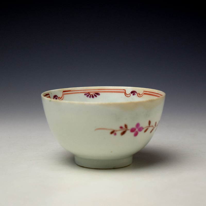Lowestoft Blackbird Pattern Teabowl and Saucer c1785-90 (4)