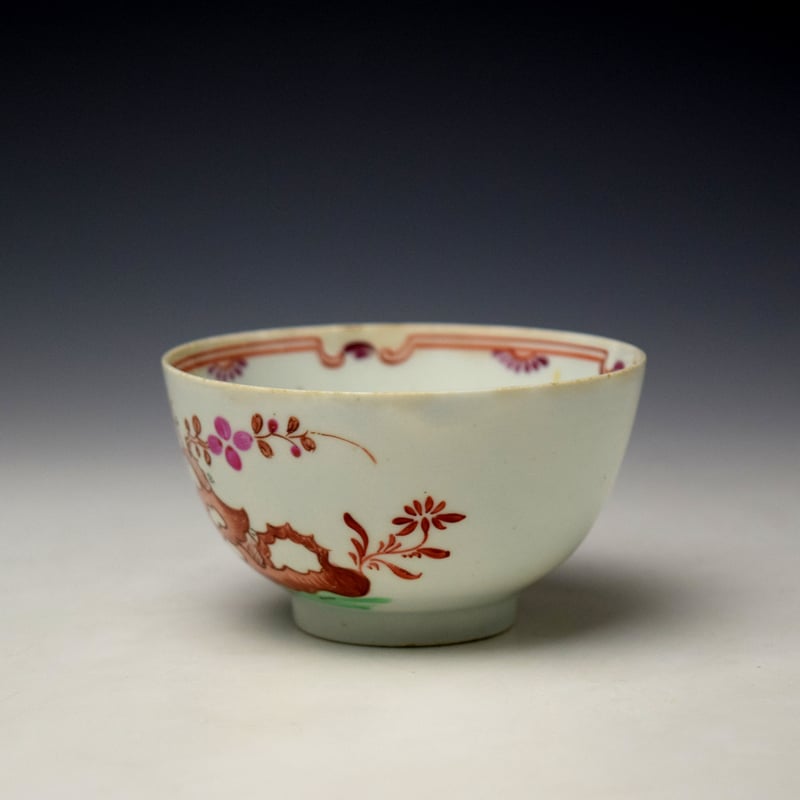 Lowestoft Blackbird Pattern Teabowl and Saucer c1785-90 (5)