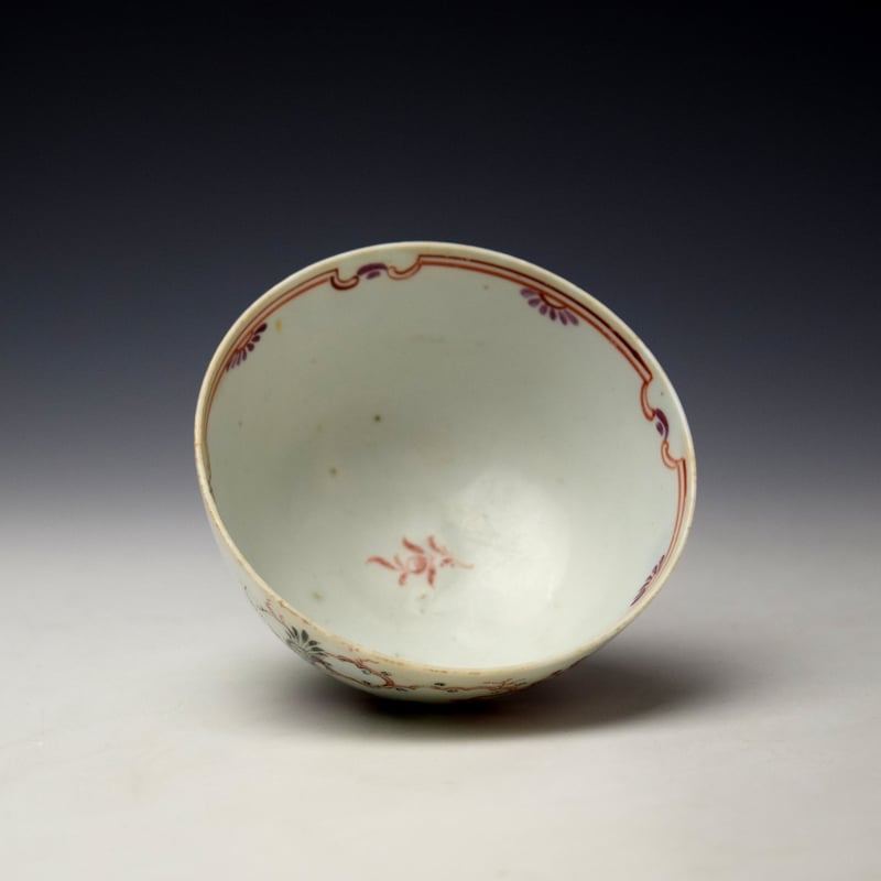 Lowestoft Blackbird Pattern Teabowl and Saucer c1785-90 (6)