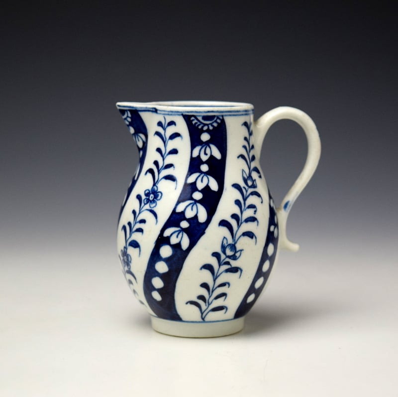 Rare Blue Queen Charlotte Pattern Sparrow Beak Jug c1775-80 Robert Woodthorpe Browne Collection